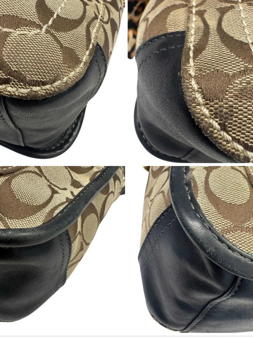 Y2K Coach Bleecker Signature Black Flap Bag Khaki Canvas No. 11434